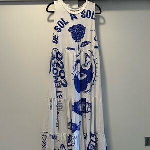 FARM Rio White and Blue Maxi Dress